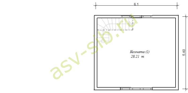 План второго этажа бани из бруса по проекту Д97-4.