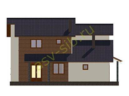 Задний фасад дома из газобетона с сауной проекту П155-167