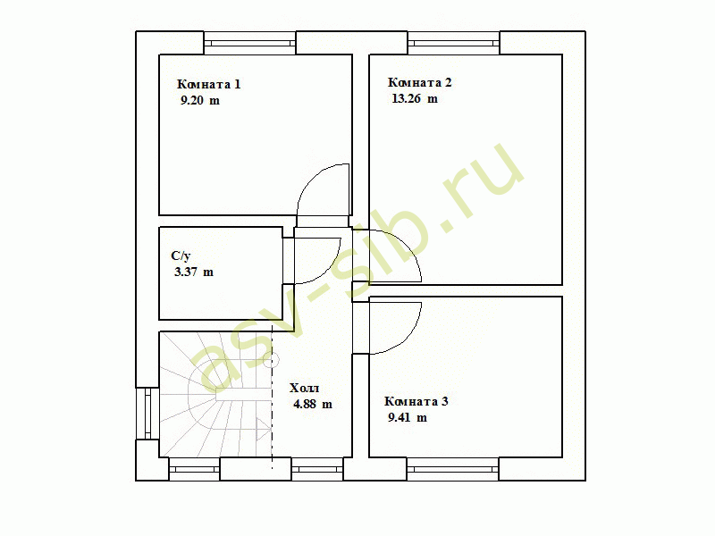 План второго этажа дома из газобетона, проект П-83a