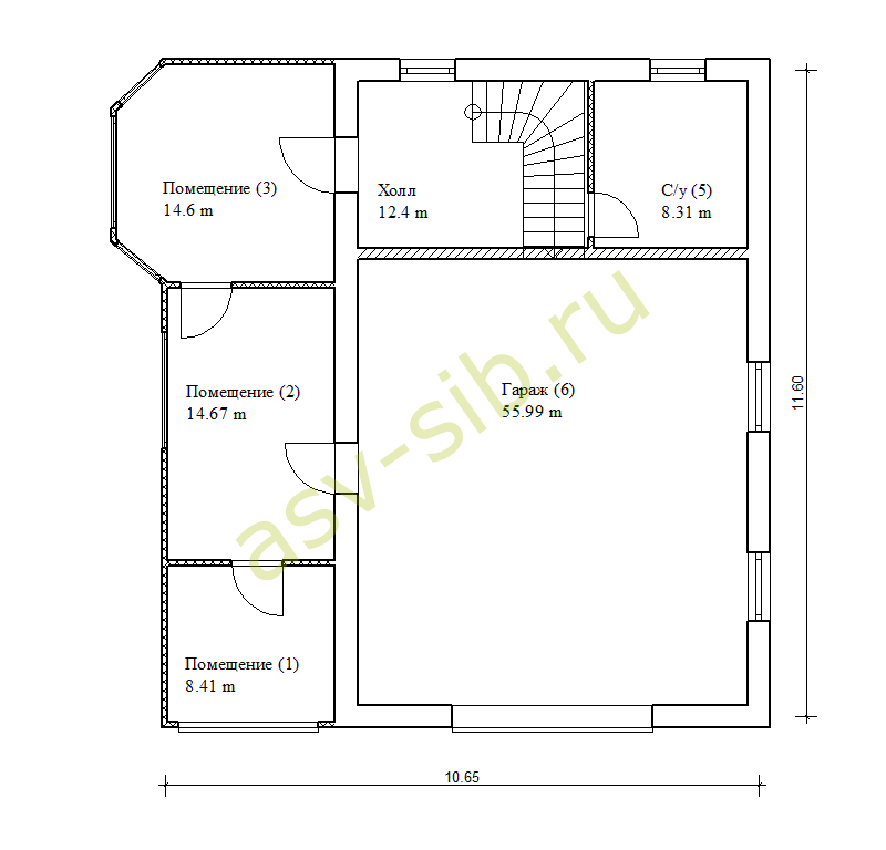 План первого этажа дома-гаража по проекту Г-184.